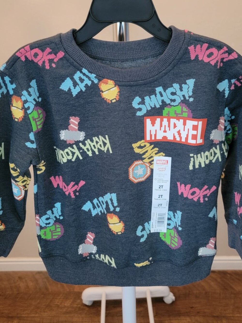 Marvel Black Graphic Comic-Word Kids Sweatshirt with Multicolor Accents Size 2T